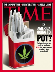 photoshop Time magazine cover showing a pack of pot cigarettes