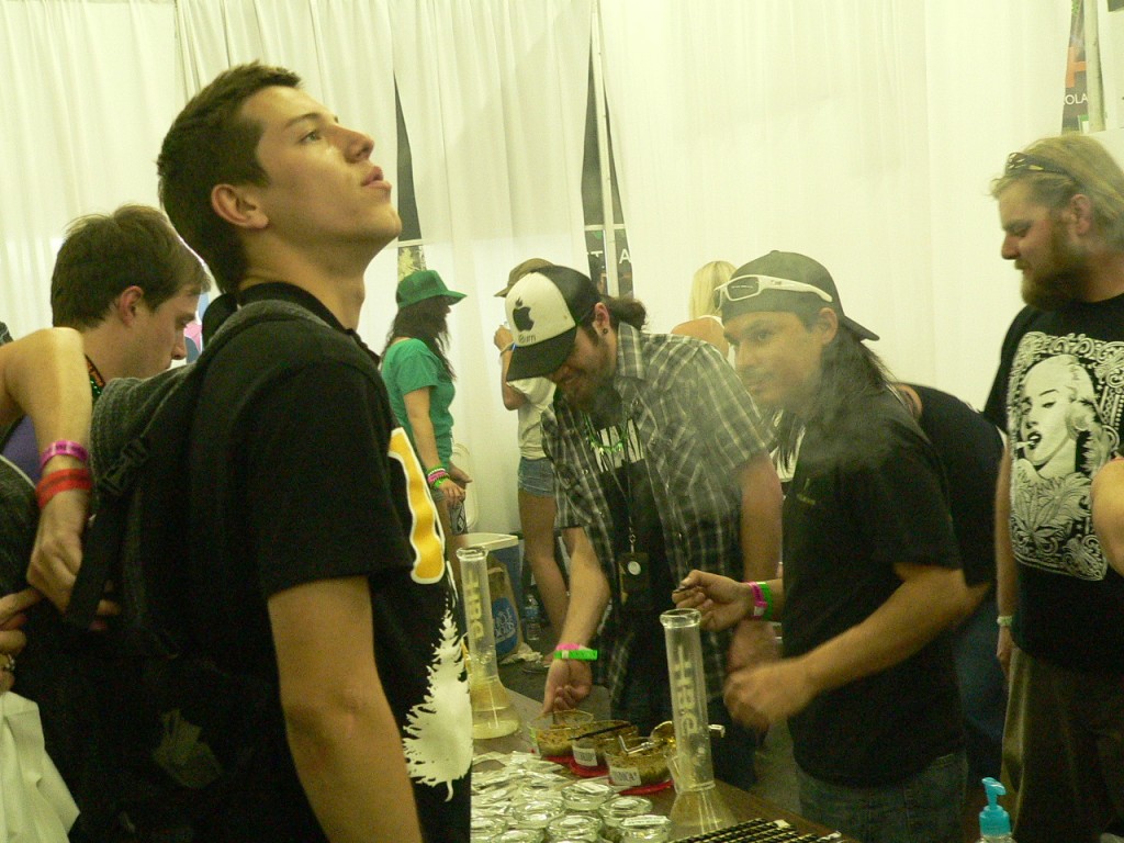 dude exhaling at The Cannabis Cup Denver 2012