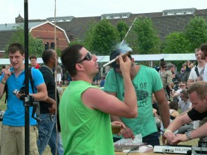 Guy smoking huge blunt at Cannabis Liberation Day Festival Amsterdam 2011