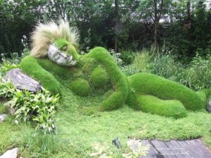 Dreaming Girl grass sculpture reclining woman sleeping