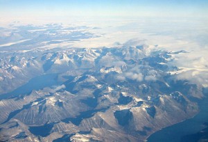 Greenland from a plane without glaciers