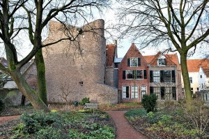 Old and new buildings in Leeuwarden, Holland