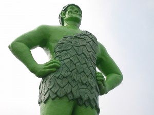 a statue of The Jolly Green Giant