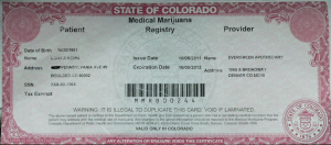 a State of Colorado MMJ red card or license closeup