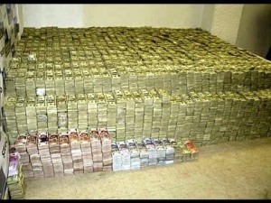 A roomful of paper money