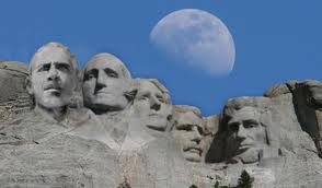 photoshop of Obama on Mr. Rushmore with moon in background