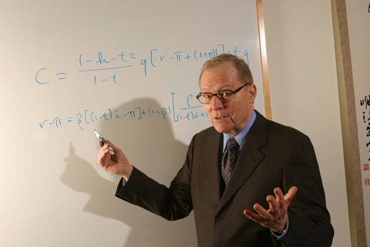 Harvard Economics Professor Jorgenson at a whiteboard
